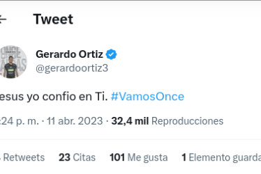 Gerardo Ortiz, portero del Once Caldas, escribió en su cuenta de Twitter antes del partido con La Equidad: “Jesús yo confío en Ti. #VamosOnce”, pero el equipo cayó.