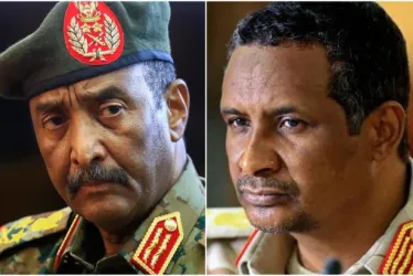 Abdel Fattah al Burhan, comandante de las Fuerzas Armadas de Sudán (FAS) y Mohamed Hamdan Dagalo "Hemedti", jefe de las Fuerzas de Apoyo Rápido (FAR).