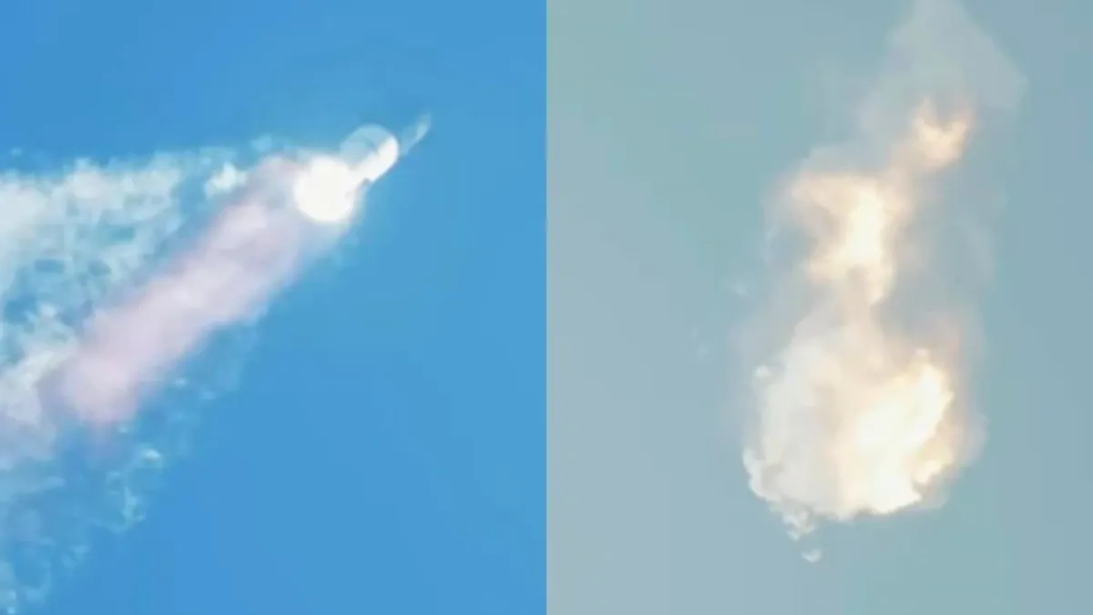 La explosión del cohete Starship después del despegue. 