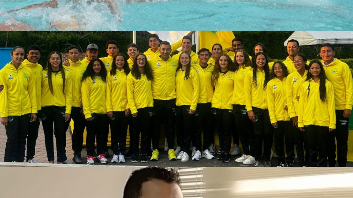 Parte del grupo de nadadores de alto rendimiento de Caldas (centro).
