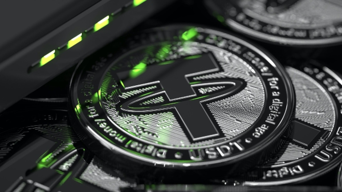 Pila de criptomonedas Tether.