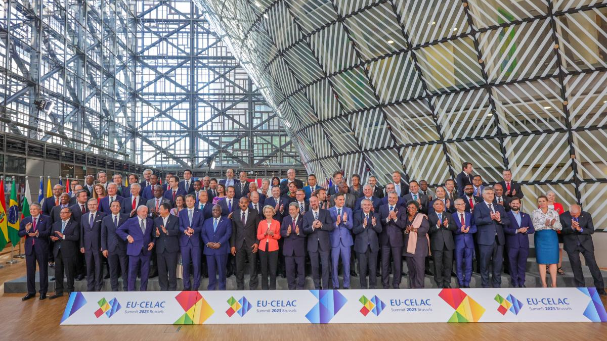 Los dirigentes y representantes de los Estados miembros de la Celac y la UE reunidos esta semana en Bruselas.