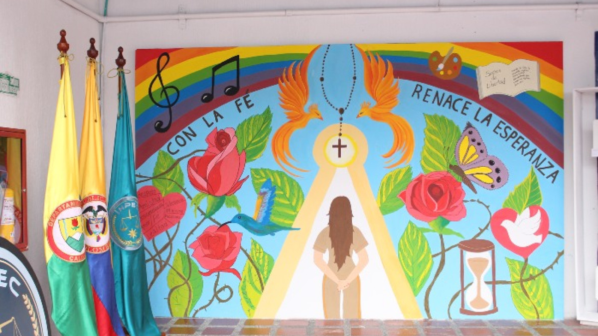 El mural inaugurado en la cárcel de mujeres Villa Josefina de Manizales.