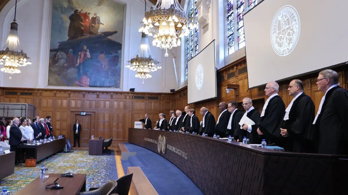 Lectura de la sentencia de la Corte Internacional de Justicia sobre el litigio entre Nicaragua y Colombia en el caso de la delimitación de la plataforma continental.