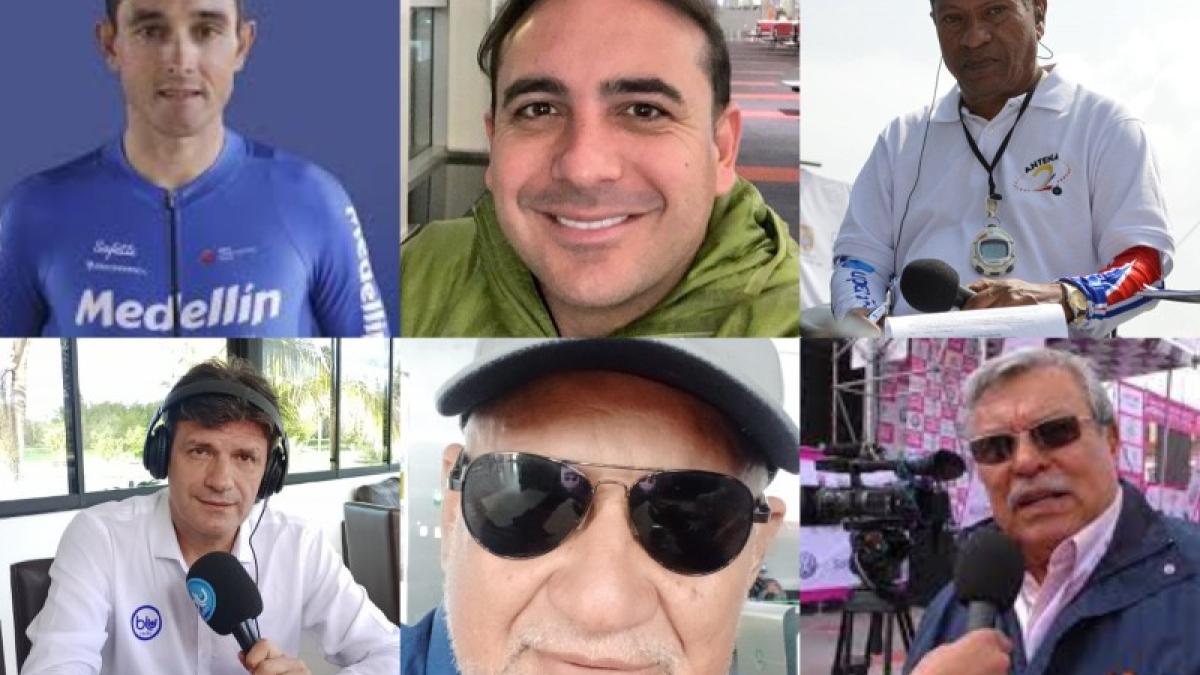 De izquierda a derecha: Óscar Sevilla, Mario Sábato, Jairo Chaves (arriba) y Jhon Jaime Osorio, Anselmo Quiroz y Carlos Julio Guzmán (abajo) dan sus opiniones respecto al Tour 2023.