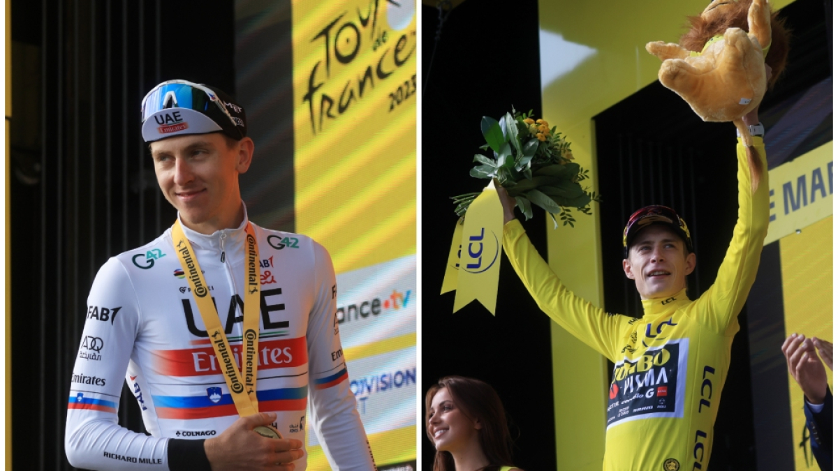 El esloveno Tadej Pogacar (izquierda) se llevó la penúltima etapa del Tour 2023 y se afianzó como segundo de la competencia. El danés Jonas Vingegaard mantuvo la distancia y mañana será coronado como rey de la ronda gala en París.