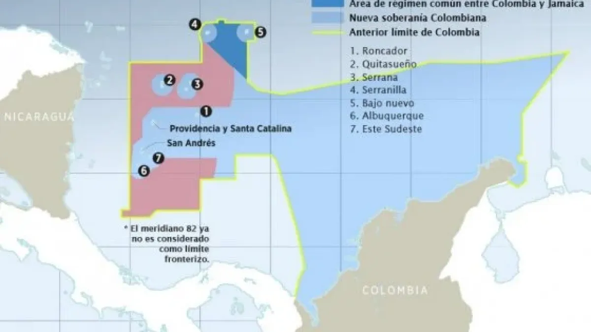 Explicación gráfica del litigio entre Colombia y Nicaragua en el mar Caribe.