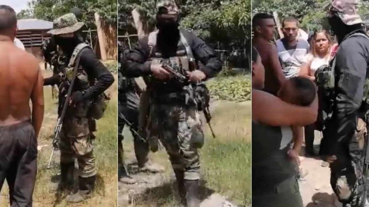 Miembros del Ejército Nacional intimidaron a campesinos, mujeres con bebés en brazos e incluso a niños que presenciaron el hecho.