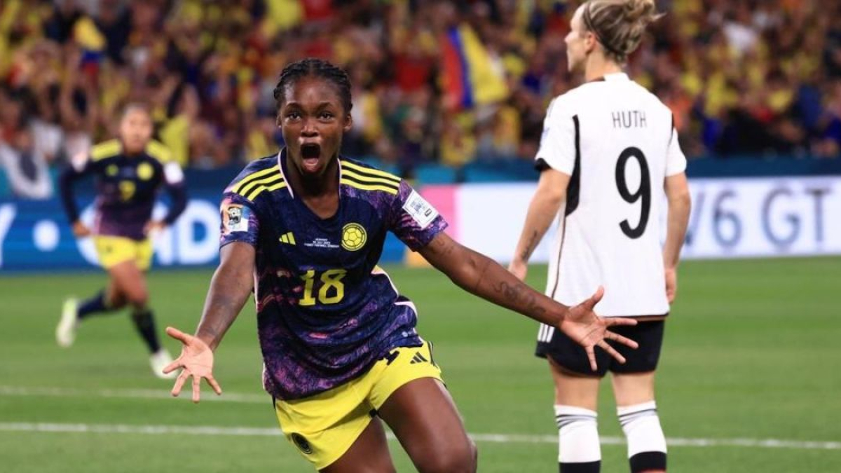 Linda Caicedo celebra su gol ante Alemania en el Mundial Femenino.