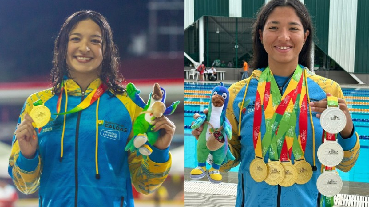 Las nadadoras Stefanía Gómez (izquierda) y Yessica Tascón, las deportistas que más medallas ganaron para Caldas en los Juegos Nacionales y Paranacionales, respectivamente.