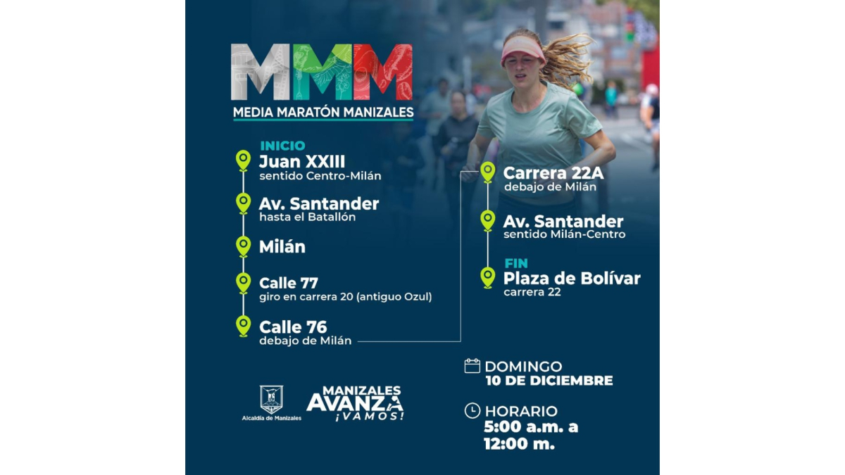 Desde las 5:00 a.m. hasta el mediodía de este 10 de octubre estará restringido el tránsito vehicular en el bulevar del barrio Milán, la avenida Santander y la carrera 22 en el Centro hasta la Plaza de Bolívar.