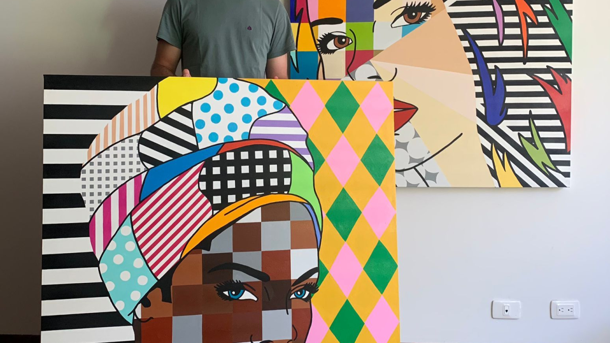 Como parte de la galería Ralwin, Bruno levará 2 obras de 120 x 120 cm en acrílico sobre lienzo. Se trata de dos rostros figurativos en arte pop. Uno de ellos, bautizado Colombian Colors, representa a una mujer afro palenquera; El otro se llama Colombian Beauty.