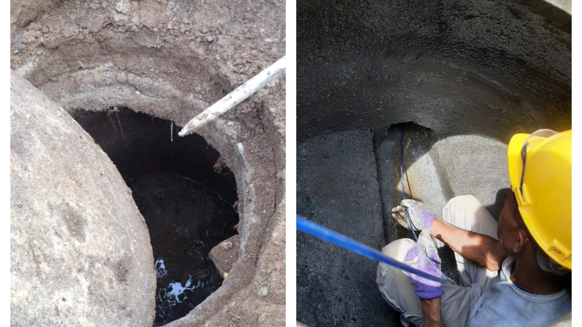 Foto | Cortesía | LA PATRIA ANTES. El agua fluía sin control por el alcantarillado.  --p2 Foto | Cortesía | LA PATRIA AHORA. Un equipo de técnicos de Aguas de Manizales arregló el daño.