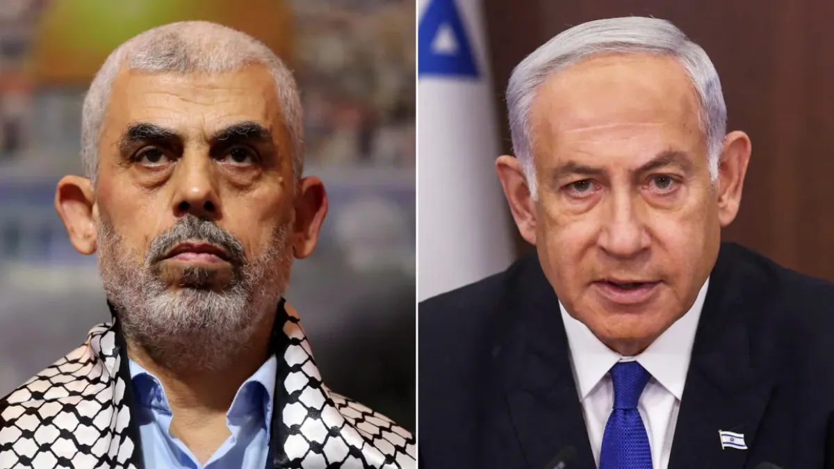 Yahya Sinwar (izquierda) y Benjamín Netanyahu.