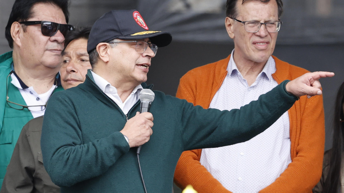  El presidente, Gustavo Petro, este miércoles en la Plaza de Bolívar de Bogotá.