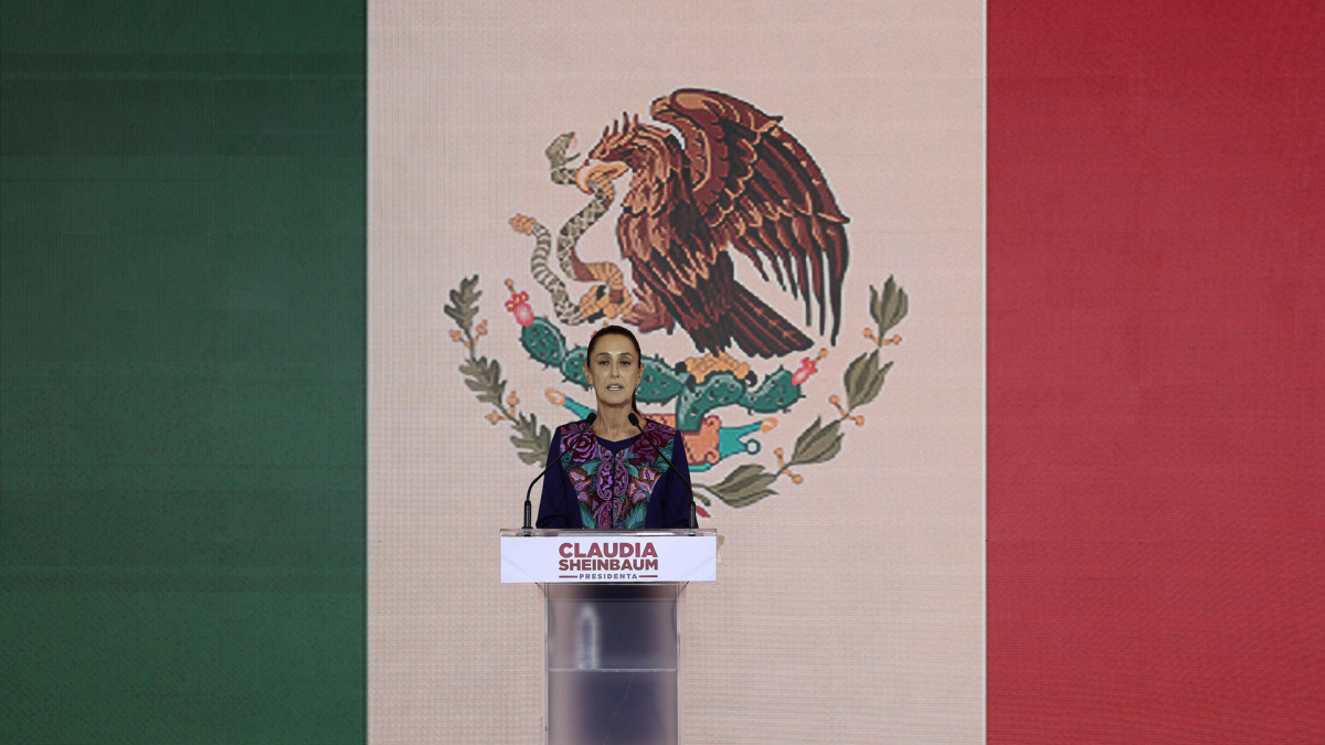 Claudia Sheinbaum este lunes durante su discurso de agradecimiento tras ganar las elecciones.