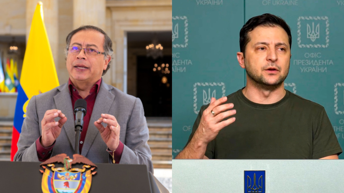 Gustavo Petro (izquierda), presidente de Colombia, y Volodímir Zelenski, su homólogo de Ucrania.