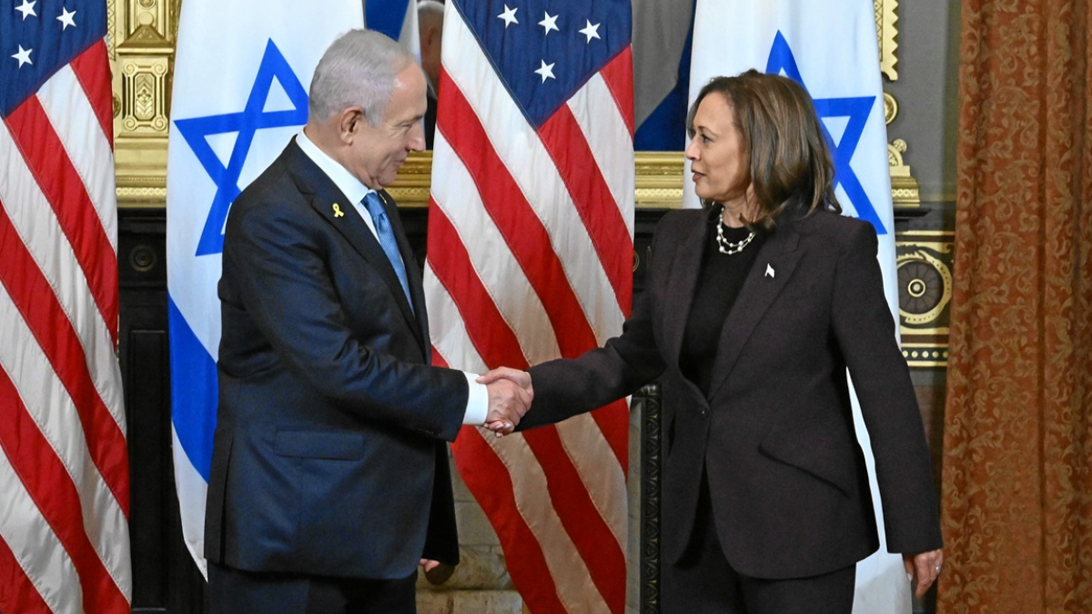 Foto | EFE | LA PATRIA  Kamala Harris recibió ayer al primer ministro israelí, Benjamín Netanyahu.
