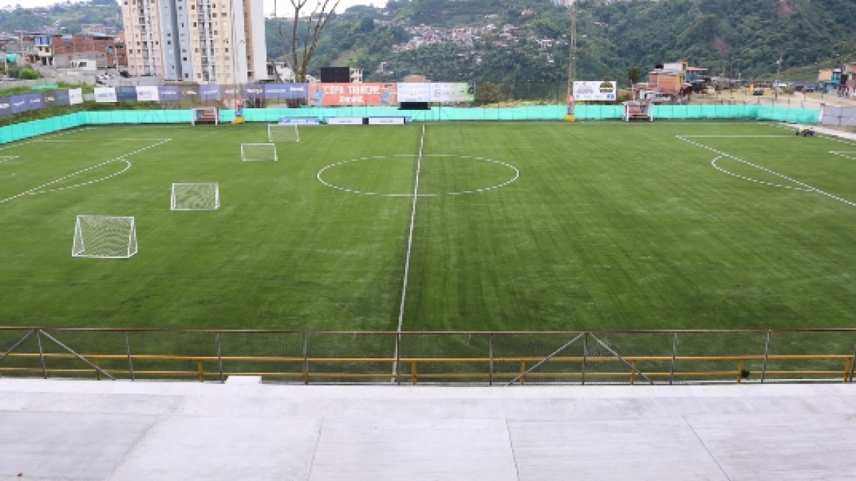 Así luce el estadio de Villamaría, en donde empezará este sábado la XXI Copa Ciudad de Villamaría - Copa Trinche-.