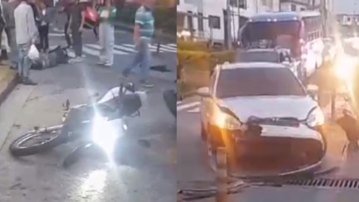 Este es el accidente de tránsito de Chipre. Hubo dos lesionados por el Choque entre un carro y una moto.