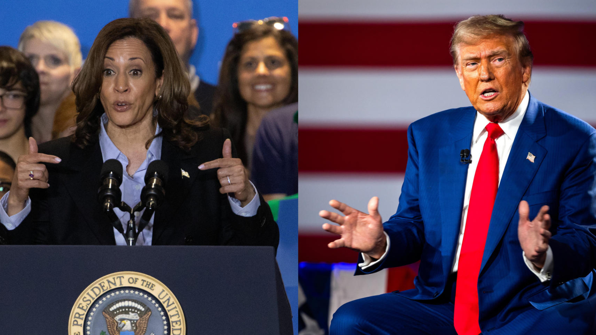 Kamala Harris, vicepresidenta y candidata demócrata, y Donald Trump, exmandatario y aspirante republicano, los rivales en la carrera por la Casa Blanca.