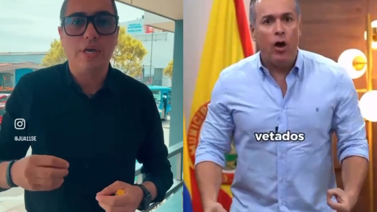 Juan Sebastián Gómez, líder de la barra Holocausto Norte, y Mauricio Salazar, alcalde de Pereira.