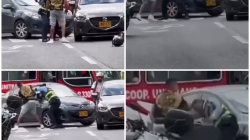 Guarda de tránsito y motociclista protagonizaron pelea en la Av. Santander de Manizales