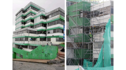 Pintan la fachada del Instituto Colombiano de Bienestar Familiar en Manizales