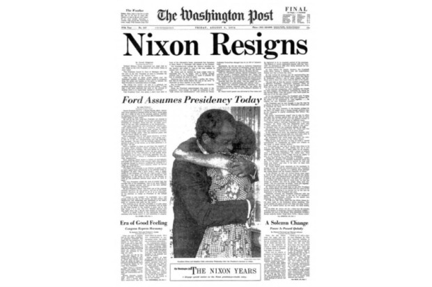 Portada del Washington Post Nixon Resigns