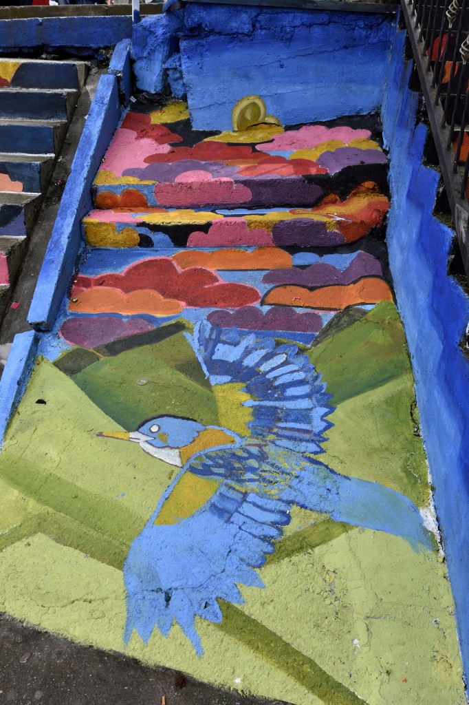 Detalles del mural de las escaleras del barrio Palenque Detalles del mural de las escaleras del barrio Palenque