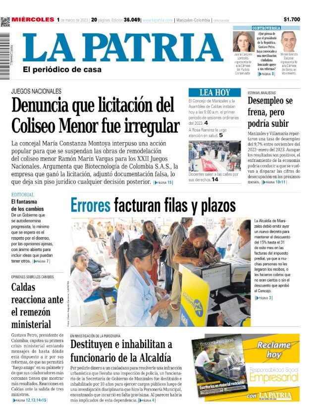 Portada 1 de marzo del 2023