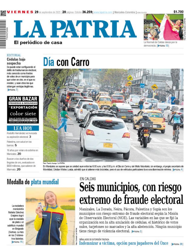 Portada 29 de septiembre del 2023