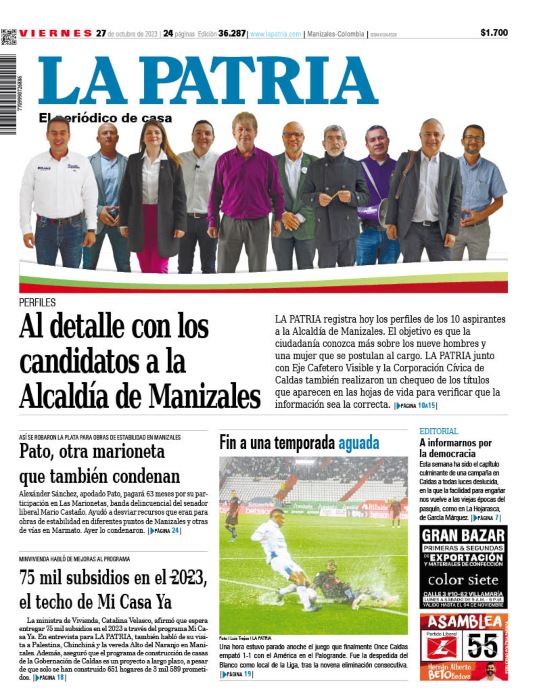 Portada 27 de octubre del 2023