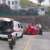 La grúa accidentada.  La grúa accidentada.