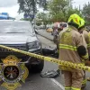 Este es el accidente de tránsito entre la motocicleta y la camioneta.