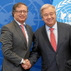 El presidente colombiano, Gustavo Petro, sostuvo un encuentro privado con el secretario general de la ONU, António Guterres, previo a la plenaria de 78ª Asamblea General de las Naciones Unidas, en el que hablaron de los procesos de paz en Colombia, medioambiente y crisis climática.