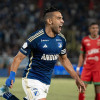 Radamel Falcao García celebra su primer gol con Millonarios.