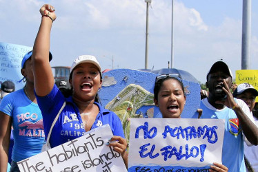 Foto | EFE | LA PATRIA Sanandresanos rechazan el fallo de la Corte Internacional de Justicia (CIJ) que redefinió las fronteras marítimas entre Colombia y Nicaragua.