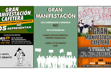 Los comités departamentales del Eje Cafetero se manifestarán en las ciudades capitales el lunes y el martes.