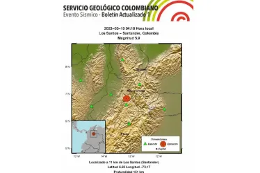 El reporte del Servivio Geológico Colombiano.