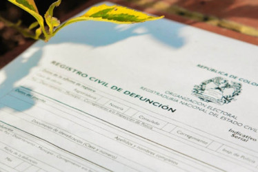 Registro Civil de Defunción con una planta