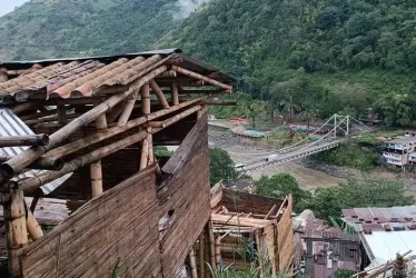 Así quedó una de las casas afectadas tras el vendaval en el corregimiento de Arauca, en Palestina (Caldas). 