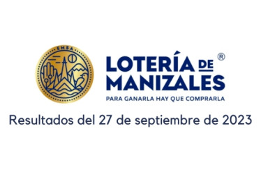 Logo de la Lotería de Manizales. Debajo dice "resultados del 27 de septiembre de 2023"