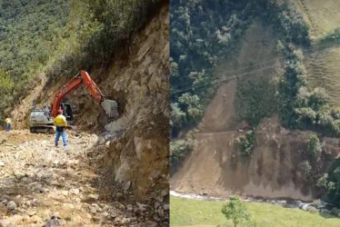 Trabajos en la vía Marulanda-Montebonito.