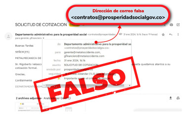 A través de correos electrónicos como este, inescrupulosos han intentado estafar a nombre del Departamento de Prosperidad Social.