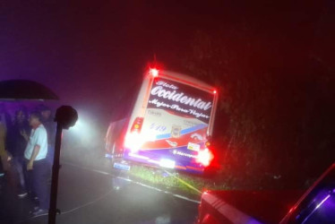 El bus de Flota Occidental que se salió de la vía.