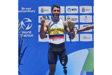 Juan Esteban Patiño, paratriatleta nacido en Chinchiná (Caldas).