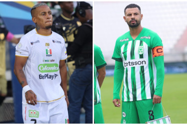 Michael Barrios, nuevo extremo del Once Caldas, y Edwin Cardona, volante goleador que regresó al Atlético Nacional.