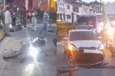 Este es el accidente de tránsito de Chipre. Hubo dos lesionados por el Choque entre un carro y una moto.