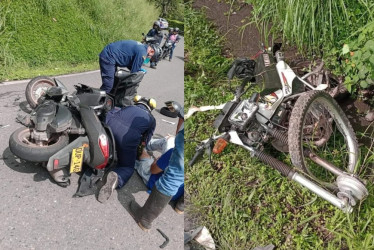 Estas son las motocicletas que chocaron este martes en la Troncal de Occidente.